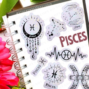 Pisces Zodiac Stickers B | Vinyl Stickers | Laptop Stickers | Waterproof Stickers | Car Decal | Zodiac | Astrology