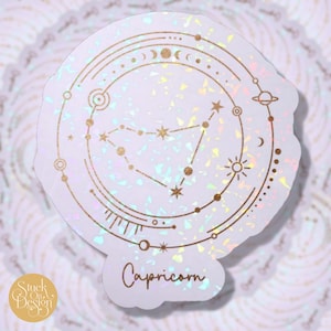 Capricorne Gold Constellation Zodiac Sticker | Autocollants en vinyle | Autocollants pour ordinateur portable | Autocollants imperméables | | de décalcomanie de voiture | du zodiaque Astrologie