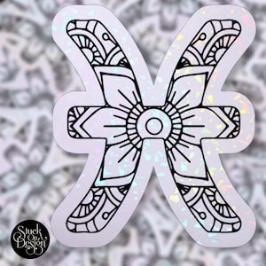 Pisces Mandala Sign Zodiac Sticker | Vinyl Stickers | Laptop Stickers | Waterproof Stickers | Car Decal | Zodiac | Astrology