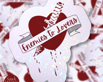 Pegatina "De enemigos a amantes": vinilo holográfico impermeable