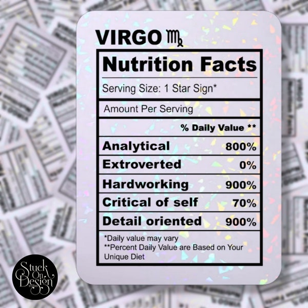 Virgo Nutrition Facts Zodiac Sticker | Vinyl Stickers | Laptop Stickers | Waterproof Stickers | Car Decal | Zodiac | Astrology