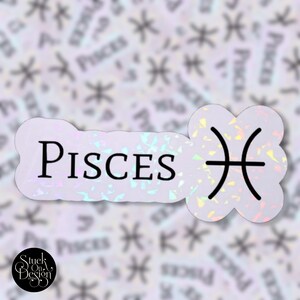 Pisces Zodiac Sign Name | Vinyl Stickers | Laptop Stickers | Waterproof Stickers | Car Decal | Zodiac | Astrology
