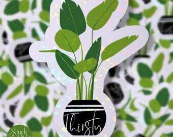 Thirsty Plant Vinyl Sticker B | Laptop Stickers | Waterproof Stickers | Car Decal | Weatherproof Stickers