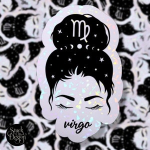 Virgo Witchy Woman Bun Sign Zodiac Sticker | Vinyl Stickers | Laptop Stickers | Waterproof Stickers | Car Decal | Zodiac | Astrology