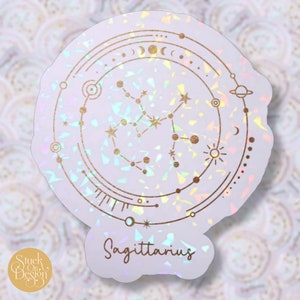 Sagittario Gold Constellation Zodiac Sticker / Adesivi in vinile / Adesivi per laptop / Adesivi impermeabili / Decalcomania per auto / Zodiaco / Astrologia