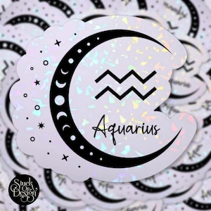 Verseau Dark Moon Signe Zodiaque | Autocollants en vinyle | Autocollants pour ordinateur portable | Autocollants imperméables | | de décalcomanie de voiture | du zodiaque Astrologie
