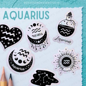 Aquarius Zodiac Stickers C | Autocollants en vinyle | Autocollants pour ordinateur portable | Autocollants imperméables | | de décalcomanie de voiture | du zodiaque Astrologie