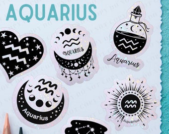 水瓶座ホログラフィックステッカー：防水ビニールデカール