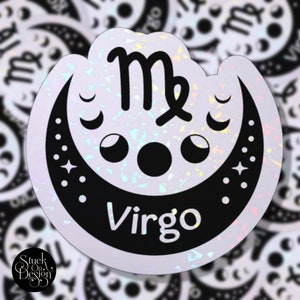 Virgo Moon Phases Zodiac Sticker | Vinyl Stickers | Laptop Stickers | Waterproof Stickers | Car Decal | Zodiac | Astrology