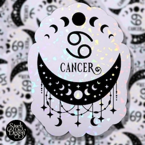 Zodíaco do sinal da lua do cancro adesivos de <br> Entrega Rápida? Adesivos de vinil | Adesivos para laptop | Adesivos à prova d'água | Decalque de carro | Zodíaco | Astrologia