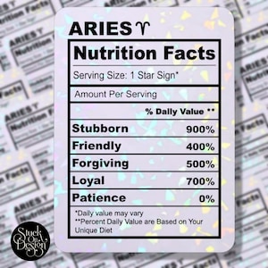 Bélier Valeur Nutritive Zodiac Autocollant | Autocollants en vinyle | Autocollants pour ordinateur portable | Autocollants imperméables | | de décalcomanie de voiture | du zodiaque Astrologie