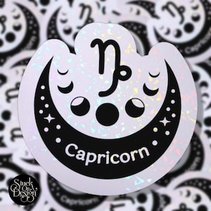 Capricorno Fasi Luna Zodiaco Adesivo / Adesivi vinilici / Adesivi per laptop / Adesivi impermeabili / Decalcomania per auto / Zodiaco / Astrologia
