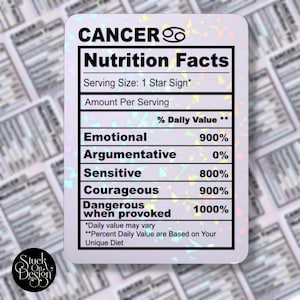 Zodíaco dos fatos da nutrição do cancro adesivos de <br> Crie Seu Próprio Produto! Adesivos de vinil | Adesivos para laptop | Adesivos à prova d'água | Decalque de carro | Zodíaco | Astrologia