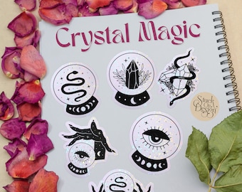 Holographic Crystal Magic Stickers: Witchy Laptop Decals