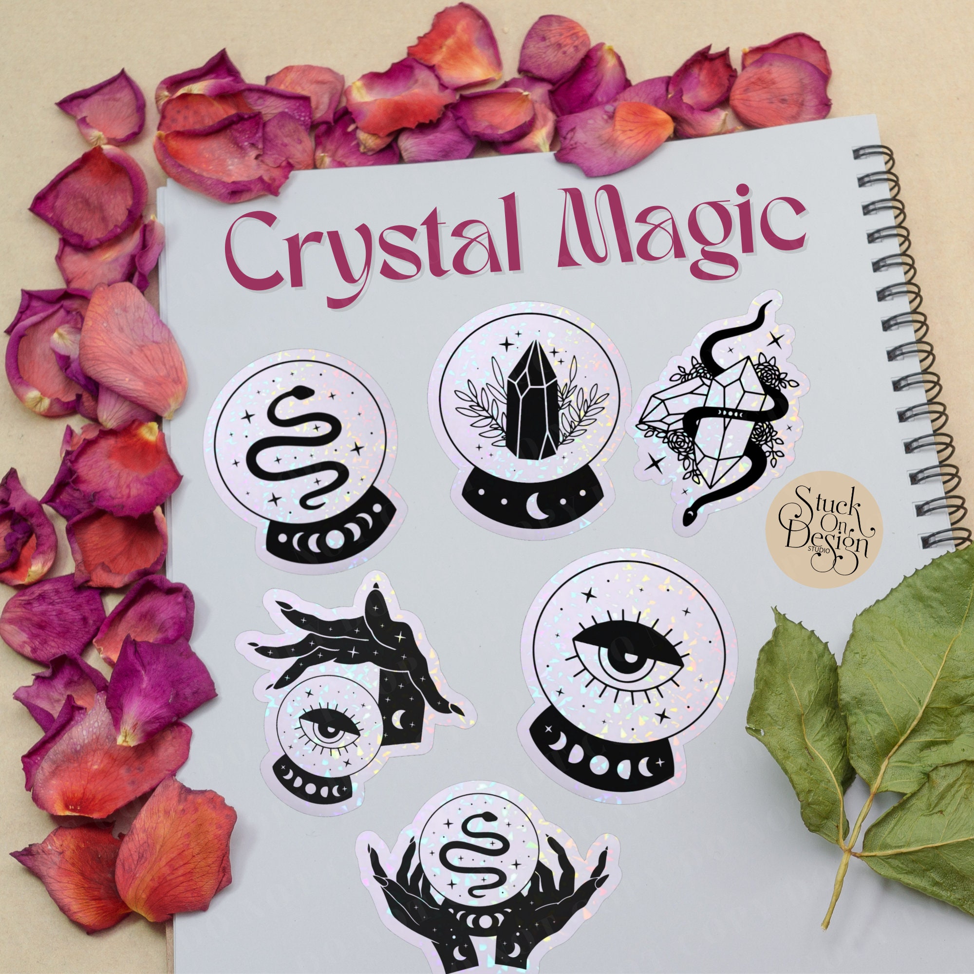 Magical Crystal Stickers Crystal Stickers Gemstone Stickers Kawaii Stickers  Vinyl Stickers Witchy Stickers 8x7cm 