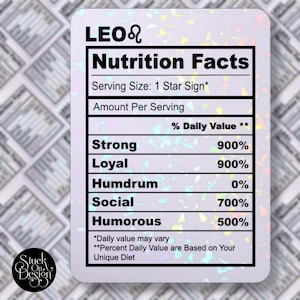 Leo Ernährung Fakten Sternzeichen Sticker | Vinyl Sticker | Laptop Sticker | Wasserfeste Sticker | Auto aufkleber | Sternzeichen | Astrologie
