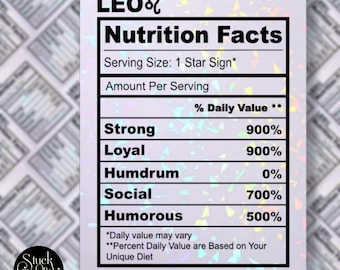 Leo Nutrition Facts Zodiac Sticker / Vinyl Stickers / Laptop Stickers / Waterproof Stickers / Car Decal / Zodiac / Astrología