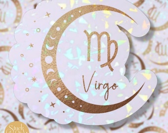 Virgo Gold Moon Zodiac Sticker | Vinyl Stickers | Laptop Stickers | Waterproof Stickers | Car Decal | Zodiac | Astrology