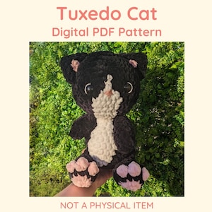Tuxedo Black and White Cat Kitty Crochet Amigurumi Plushie Pattern Pdf File // NOT PHYSICAL ITEM