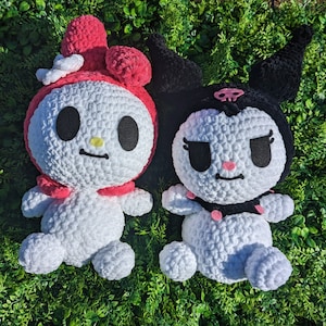 Jumbo Kawaii Japanese White & Pink Rabbit Bunny Crochet Plushie // handmade amigurumi stuffed animal toy cute kawaii gift for her him