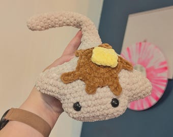 MTO Sea Pancake Stingray Crochet Plushie // handmade amigurumi stuffed animal breakfast toy cute kawaii gift for her him aquatic ray marine