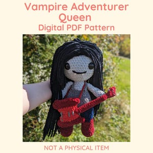 Patrón de Reina Aventurera Vampiro // Archivo PDF - NO ES UN ARTÍCULO FÍSICO // Instrucciones de crochet para amigurumi kawaii de dibujos animados