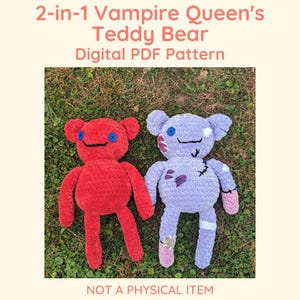 Patrón de oso de peluche 2 en 1 de la Reina Vampiro // Archivo PDF - NO ES UN ARTÍCULO FÍSICO // Instrucciones de crochet para amigurumi kawaii