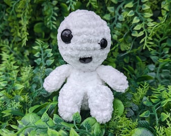 MTO Mini Velvet Kodama Tree Spirit Crochet Plushie // handmade amigurumi stuffed animal toy cute kawaii gift for her him