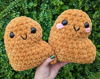 Jumbo Chicken Nugget Crochet Plushie // handmade amigurumi stuffed animal toy cute kawaii gift for her him