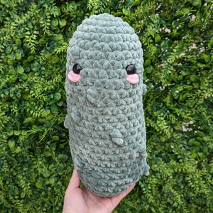 Jumbo Pickle Crochet Plushie Pillow // handmade amigurumi stuffed food animal toy cute kawaii gift for her him