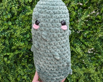 Jumbo Pickle Crochet Plushie Pillow // handmade amigurumi stuffed animal toy cute kawaii gift for her him