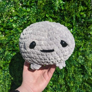 Jumbo Sad Grumpy Rain Frog Crochet Plushie // handmade amigurumi stuffed animal toy cute kawaii gift for her him