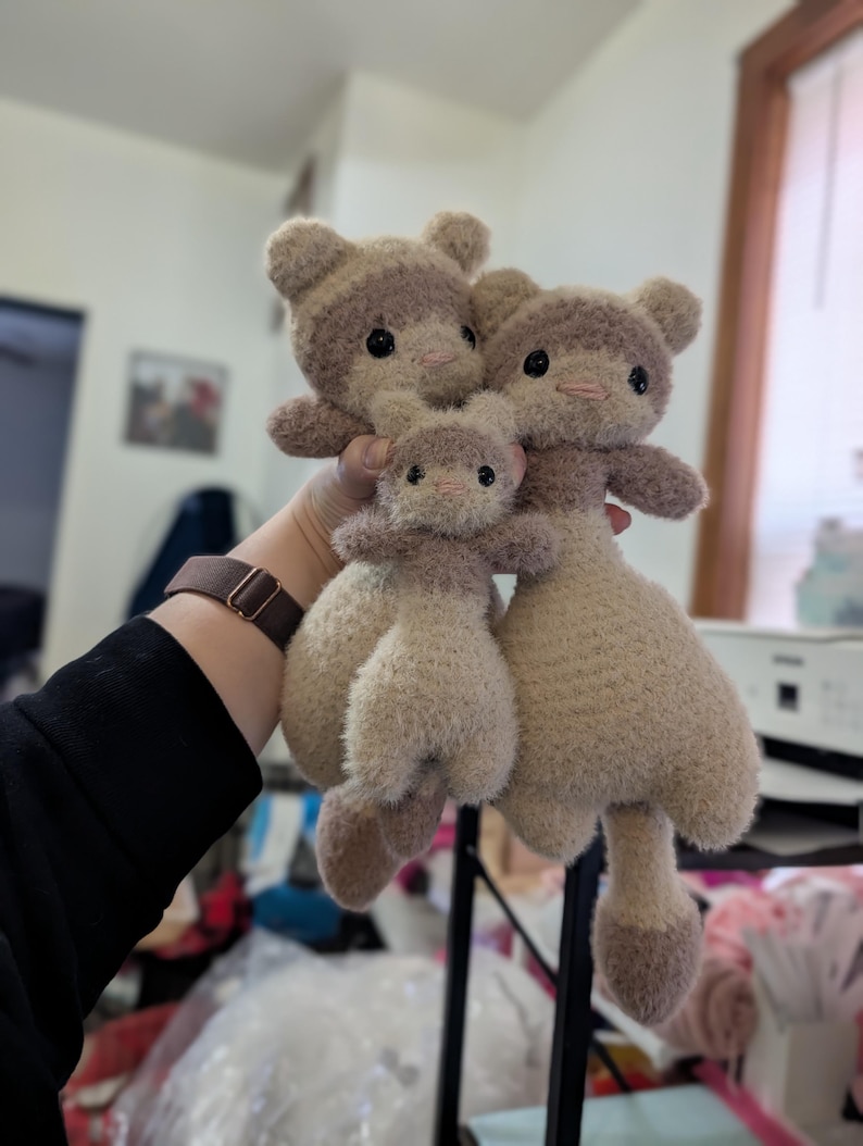 Gewogen fuzzy floppy fret gehaakte knuffel//handgemaakte pluche amigurumi knuffeldier soep buik wezel speelgoed schattig kawaii cadeau beestje afbeelding 15