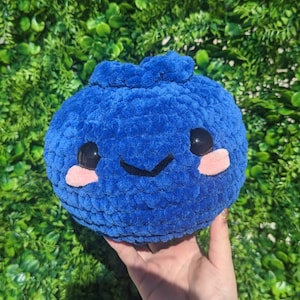 Jumbo Blueberry Crochet Plushie // handmade amigurumi food stuffed animal toy cute kawaii gift for her him