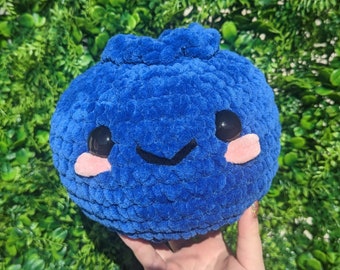 Jumbo Blueberry Crochet Plushie // handmade amigurumi food stuffed animal toy cute kawaii gift for her him