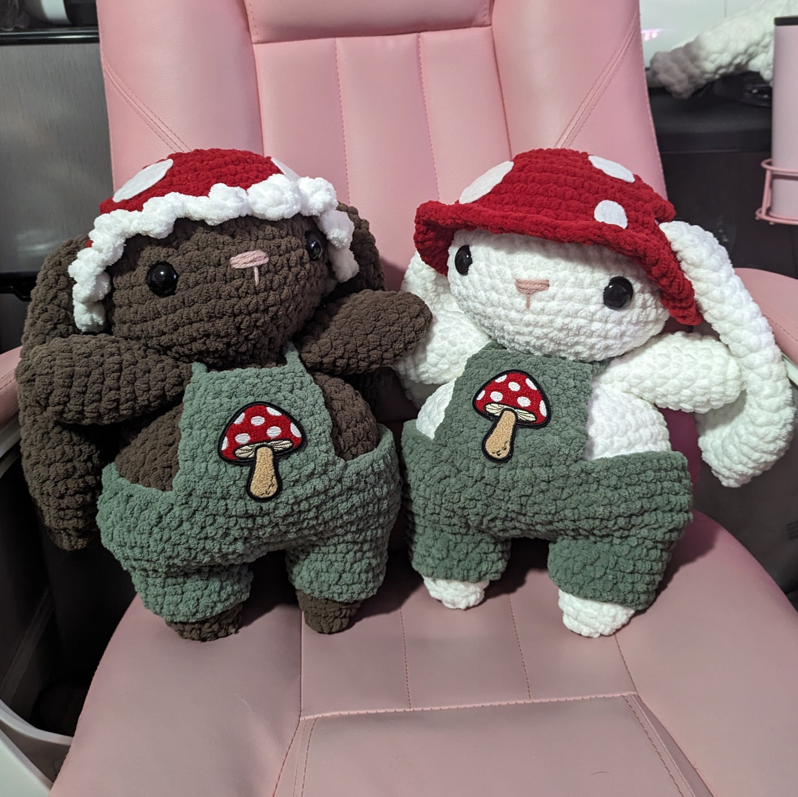 MTO Jumbo White Mushroom Bunny Crochet Plushie // Removable
