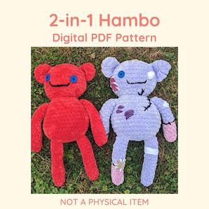 Fichier Pdf de motif au crochet Jumbo Hambo neuf et usé 2 en 1 / / Peluche ours d'Amigurumi Marceline Adventure Time / / PAS D'ARTICLE PHYSIQUE