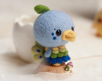 Wool Needlecraft Needlepoint Needle Felted Felting Cute Animal Kit Handmade Starter Manga Animate Cartoon Character, Peacock