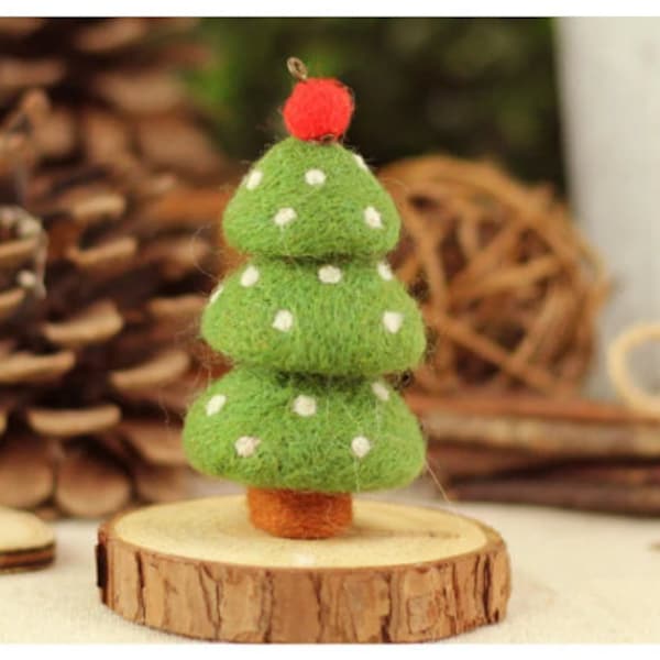 Wool DIY Needlecraft Needlepoint Needle Felted Felting Special Holiday Kit Handmade Starter Christmas Xmas Tree Decor, Christmas Tree