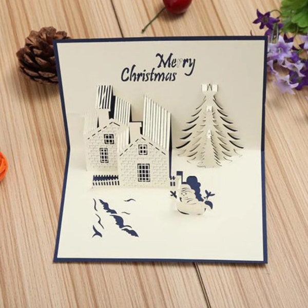 Christmas Castle Christmas Special Card for ChristmasMerry Christmas,Handmand 3D Greeting Cards, Handmade Pop-up Greeting Cards