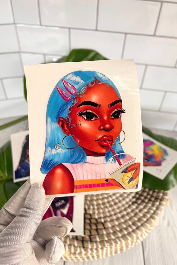 Pretty Black Girl Laptop Sticker Black Girl Magic Waterproof Etsy