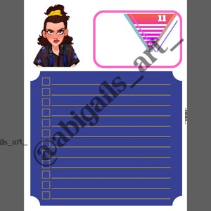 May include: A digital illustration featuring a character with a stern expression, a checklist, and a retro-style graphic with the number 11. The checklist is blue with gold lines and check boxes. The character has dark hair and is wearing a dark shirt with blue overalls.