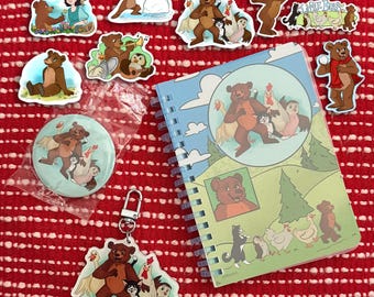 Bear Holiday Bundle With Stickers, Notebook, Keychain and Pin