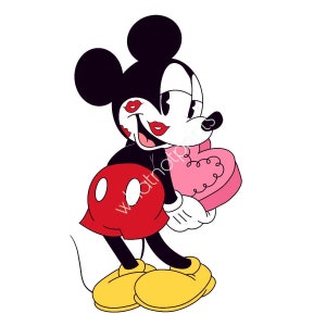 Ratón de dibujos animados vintage de San Valentín Png Fondo transparente Descarga instantánea