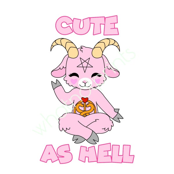 Commercial Cute As Hell Pink Satanic Goat Baphomet Png Transparent Background