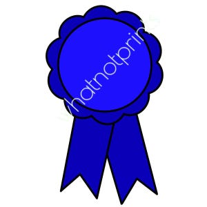 Commercial Blue Ribbon First Place Clipart PNG Transparent Background Instant Digital Download