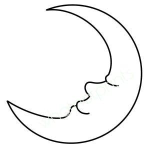 Commercial Man In The Moon Crescent Moon Shape Clipart PNG Transparent Background Instant Digital Download Template Or Stencil