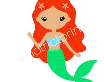 Commercial Cute Mermaid Red Hair Png Transparent Background