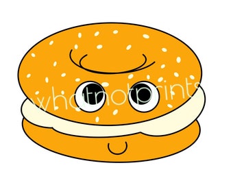 Commercial Png Cute Bagel With Cream Cheese Transparent Background