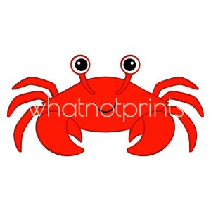 Cangrejo rojo sonriente comercial de dibujos animados, clipart PNG fondo transparente, descarga digital instantánea
